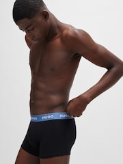 HUGO Black Logo Waistband Stretch CottonTrunks 3 Pack - Image 5 of 7