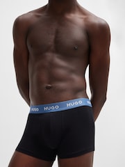 HUGO Black Logo Waistband Stretch CottonTrunks 3 Pack - Image 6 of 7