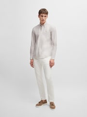 Бежевый - BOSS Slim Fit Striped Oxford 100% Cotton Shirt - Изображение 1 из 6