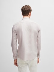 Бежевый - BOSS Slim Fit Striped Oxford 100% Cotton Shirt - Изображение 3 из 6