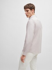 Бежевый - BOSS Slim Fit Striped Oxford 100% Cotton Shirt - Изображение 4 из 6