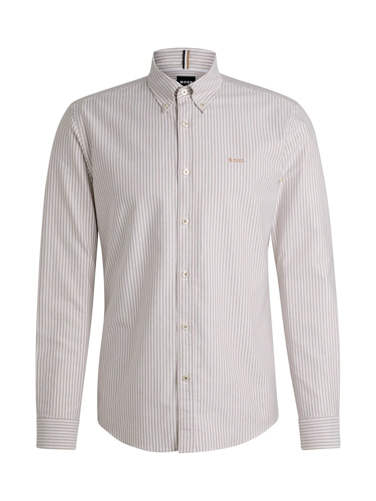BOSS Natural Slim Fit Striped Oxford 100% Cotton Shirt - Image 6 of 6 BOSS Natural Slim Fit Striped Oxford 100% Cotton Shirt - Image 6 of 6