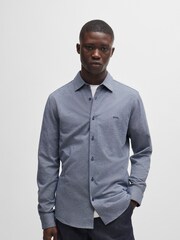 BOSS Blue 100% Cotton Slim Fit Melange Piqué Shirt - Image 1 of 6