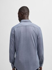 BOSS Blue 100% Cotton Slim Fit Melange Piqué Shirt - Image 2 of 6