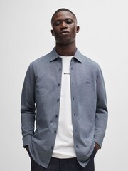 BOSS Blue 100% Cotton Slim Fit Melange Piqué Shirt - Image 4 of 6