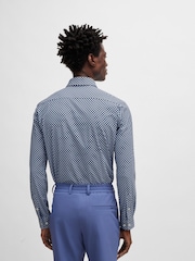 BOSS Dark Blue Printed Stretch Slim-Fit Shirt - Image 2 of 6