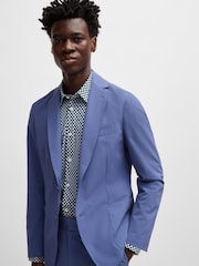 BOSS Dark Blue Printed Stretch Slim-Fit Shirt - Image 3 of 6
