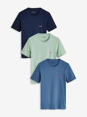 HUGO Blue/Green Logo Print 100% Cotton T-Shirts 3 Pack - Image 1 of 5
