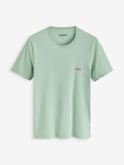 HUGO Blue/Green Logo Print 100% Cotton T-Shirts 3 Pack - Image 3 of 5