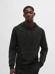 HUGO Black Logo Tape Hoodie in 100% Cotton Terry - Image 1 of 5