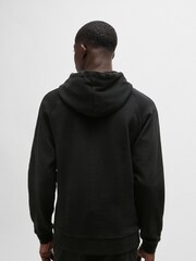 HUGO Black Logo Tape Hoodie in 100% Cotton Terry - Image 2 of 5