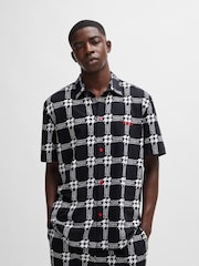 HUGO Black HUGO Houndstooth Print Stretch Cotton Pyjamas - Image 1 of 5