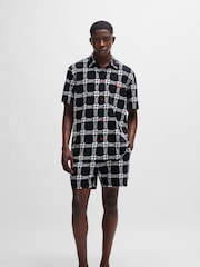 HUGO Black HUGO Houndstooth Print Stretch Cotton Pyjamas - Image 2 of 5