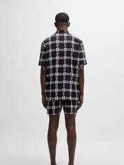 HUGO Black HUGO Houndstooth Print Stretch Cotton Pyjamas - Image 3 of 5