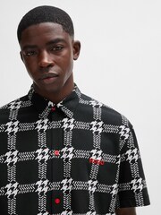 HUGO Black HUGO Houndstooth Print Stretch Cotton Pyjamas - Image 4 of 5