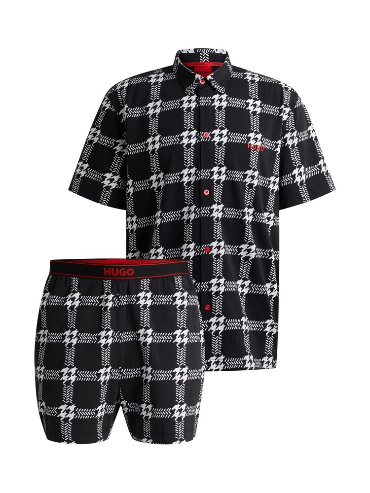 HUGO Black HUGO Houndstooth Print Stretch Cotton Pyjamas - Image 5 of 5