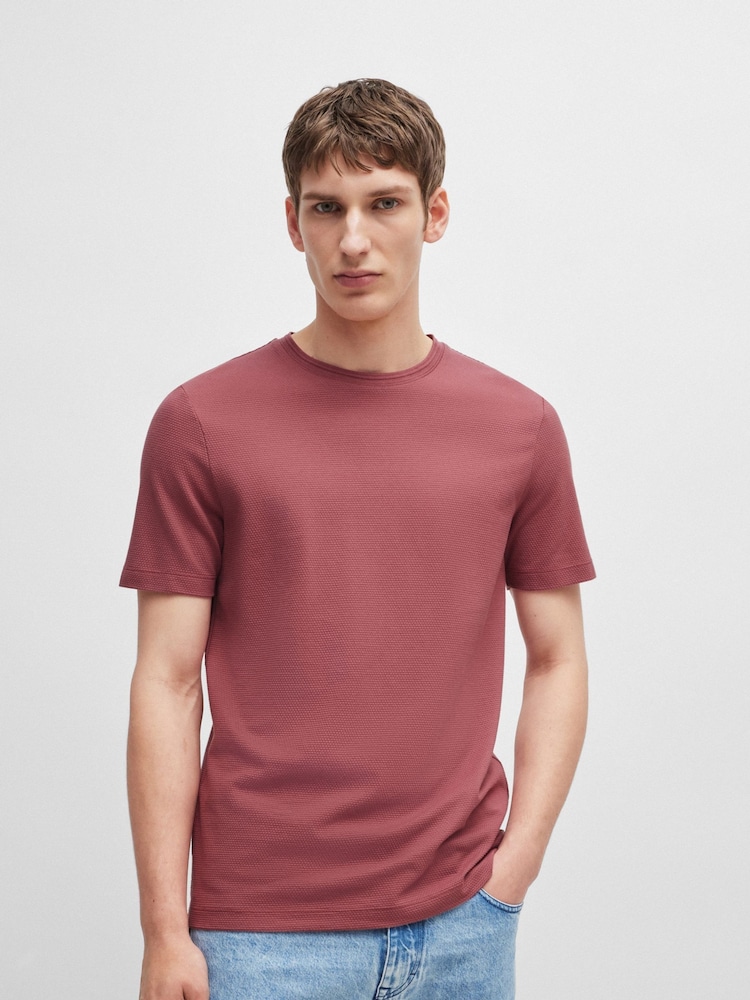 BOSS Red BOSS Bubble-Jacquard Structure Cotton BlendT-Shirt - Image 1 of 6