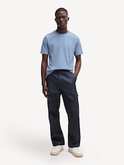 BOSS Light Blue Relaxed Fit Tales Box Logo 100% Cotton T-Shirt - Image 3 of 5