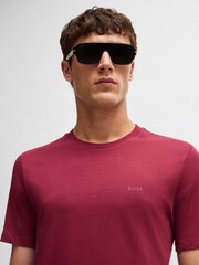 BOSS Red Regular Fit Tonal Rubber Logo 100% Cotton T-Shirt - Image 4 of 5