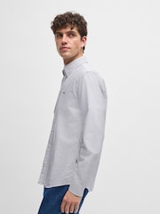 Темно-синий - BOSS Slim Fit Striped Oxford 100% Cotton Shirt - Изображение 3 из 5