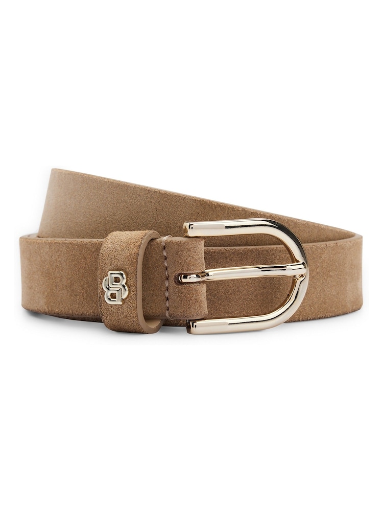 BOSS Natural Suede Belt With Double B Monogram - Image 1 of 5
