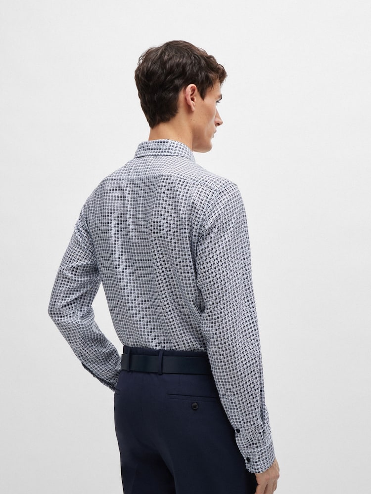 BOSS Dark Blue Regular-Fit Shirt Chambray Printed - Image 2 of 4