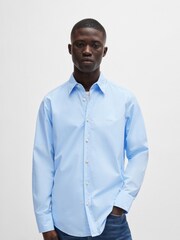 BOSS Dark Blue Regular Fit Poplin 100% Cotton Shirt - Image 1 of 6