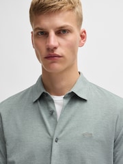 BOSS Green 100% Cotton Slim Fit Melange Piqué Shirt - Image 5 of 6