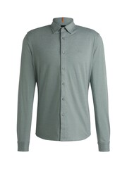BOSS Green 100% Cotton Slim Fit Melange Piqué Shirt - Image 6 of 6