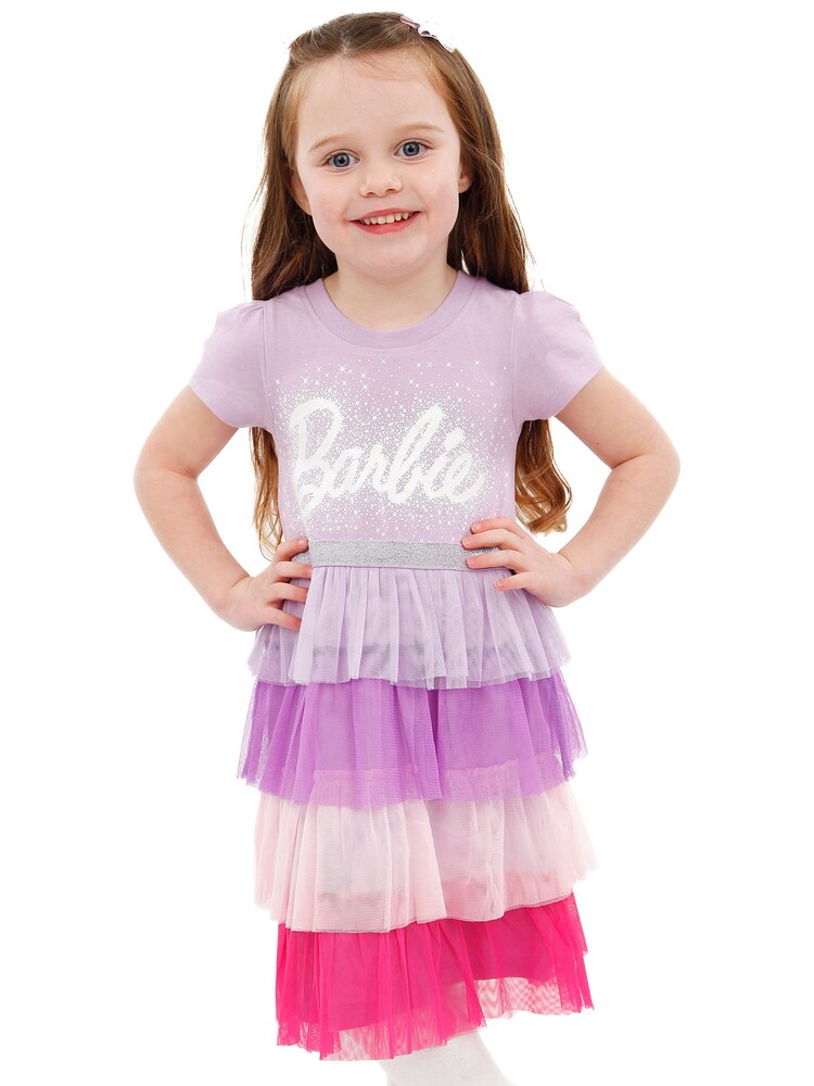 Character Purple Barbie Tulle Party 100% Cotton Dress - Image 1 of 6