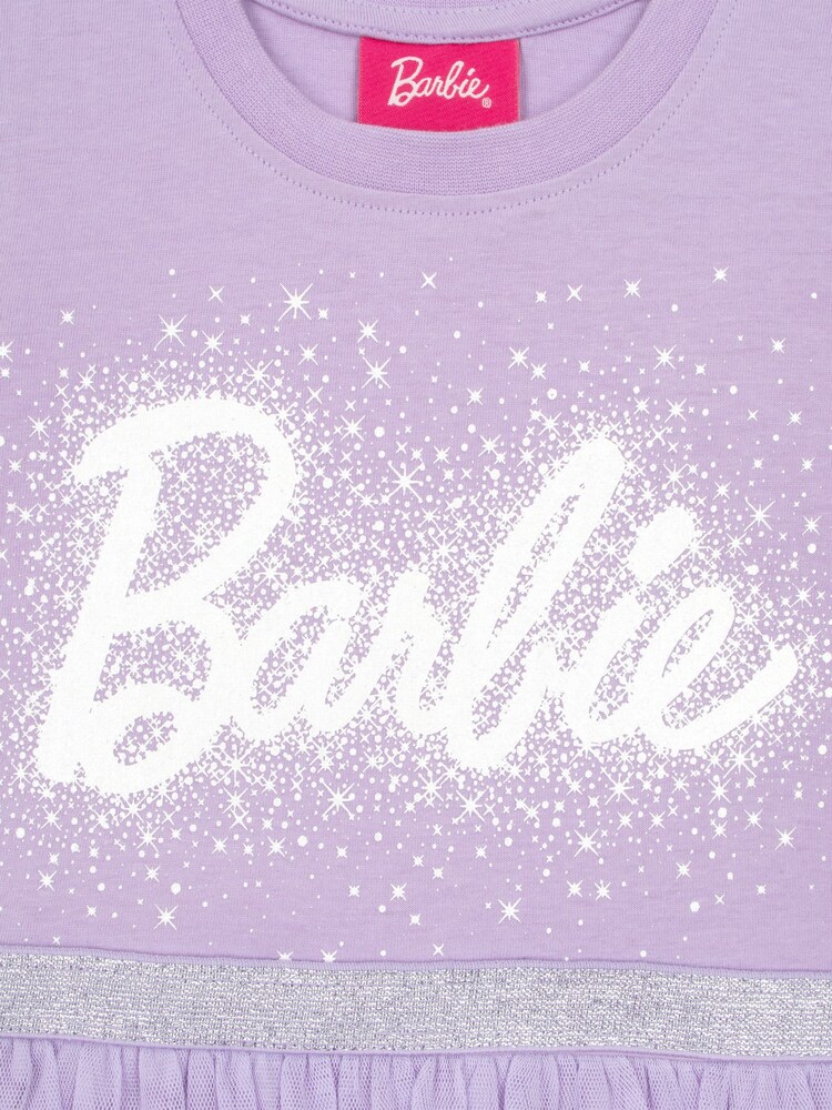Character Purple Barbie Tulle Party 100% Cotton Dress - Image 6 of 6