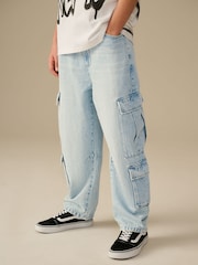 Denim Vintage Tapered Wide Cargo Denim 100% Cotton Jeans (3-16yrs) - Image 1 of 8