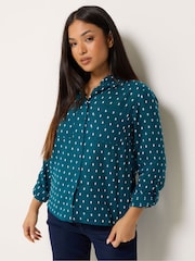 M&Co Green Petite Long Sleeve Dobby Shirt - Image 1 of 6
