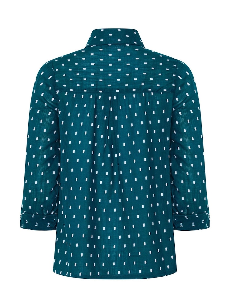 M&Co Green Petite Long Sleeve Dobby Shirt - Image 6 of 6 M&Co Green Petite Long Sleeve Dobby Shirt - Image 6 of 6