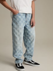 Check Blue Denim Loose Fit Authentic 100% Cotton Jeans (3-16yrs) - Image 1 of 4