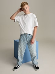 Check Blue Denim Loose Fit Authentic 100% Cotton Jeans (3-16yrs) - Image 2 of 4