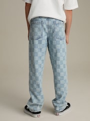 Check Blue Denim Loose Fit Authentic 100% Cotton Jeans (3-16yrs) - Image 3 of 4