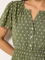 M&Co Green Petite Short Sleeve Dobby Dress - Image 4 of 6