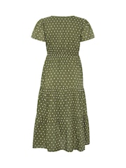 M&Co Green Petite Short Sleeve Dobby Dress - Image 6 of 6