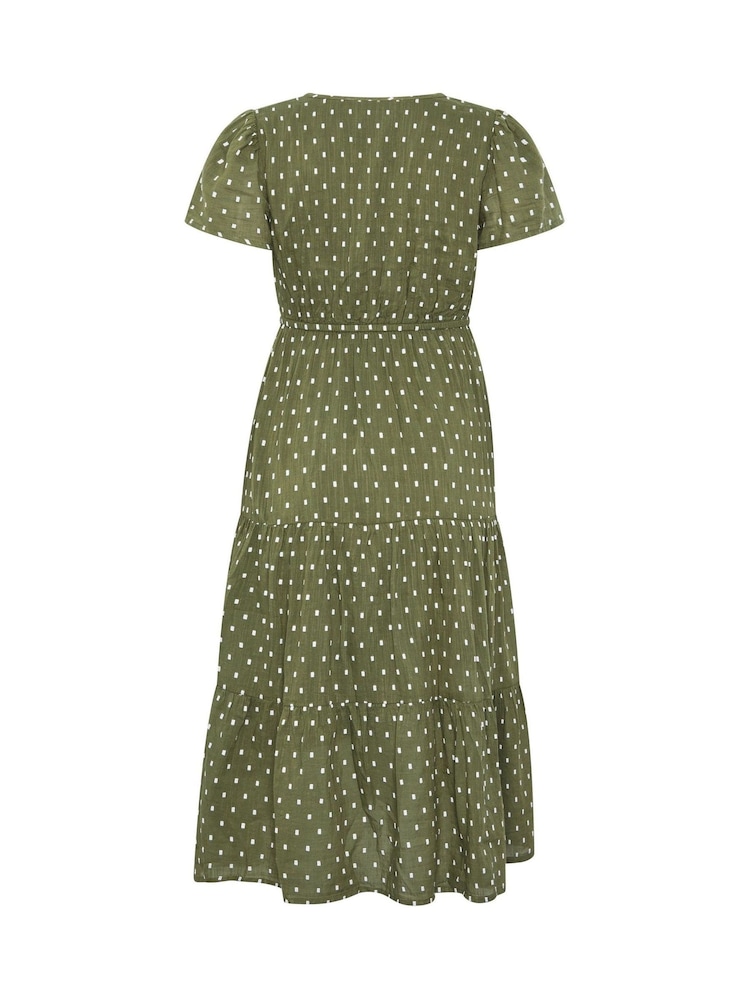 M&Co Green Petite Short Sleeve Dobby Dress - Image 6 of 6