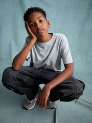 Black Tapered Wide Cargo Denim 100% Cotton Jeans (3-16yrs) - Image 4 of 8