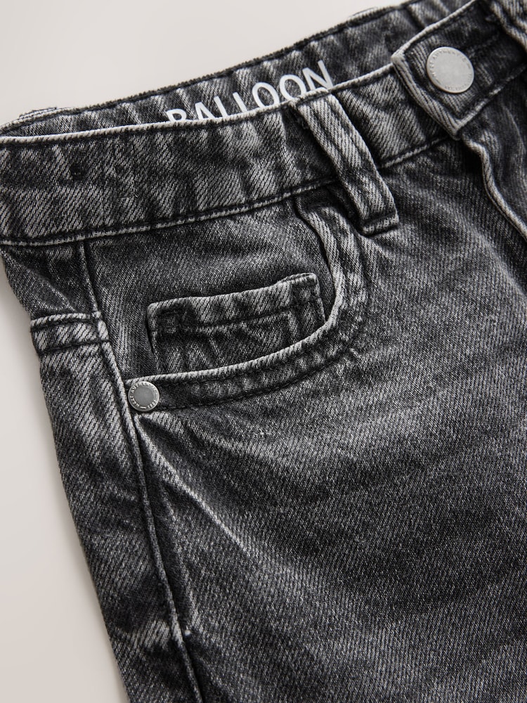 Black Tapered Wide Cargo Denim 100% Cotton Jeans (3-16yrs) - Image 7 of 8