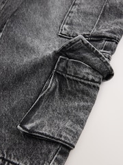 Black Tapered Wide Cargo Denim 100% Cotton Jeans (3-16yrs) - Image 8 of 8