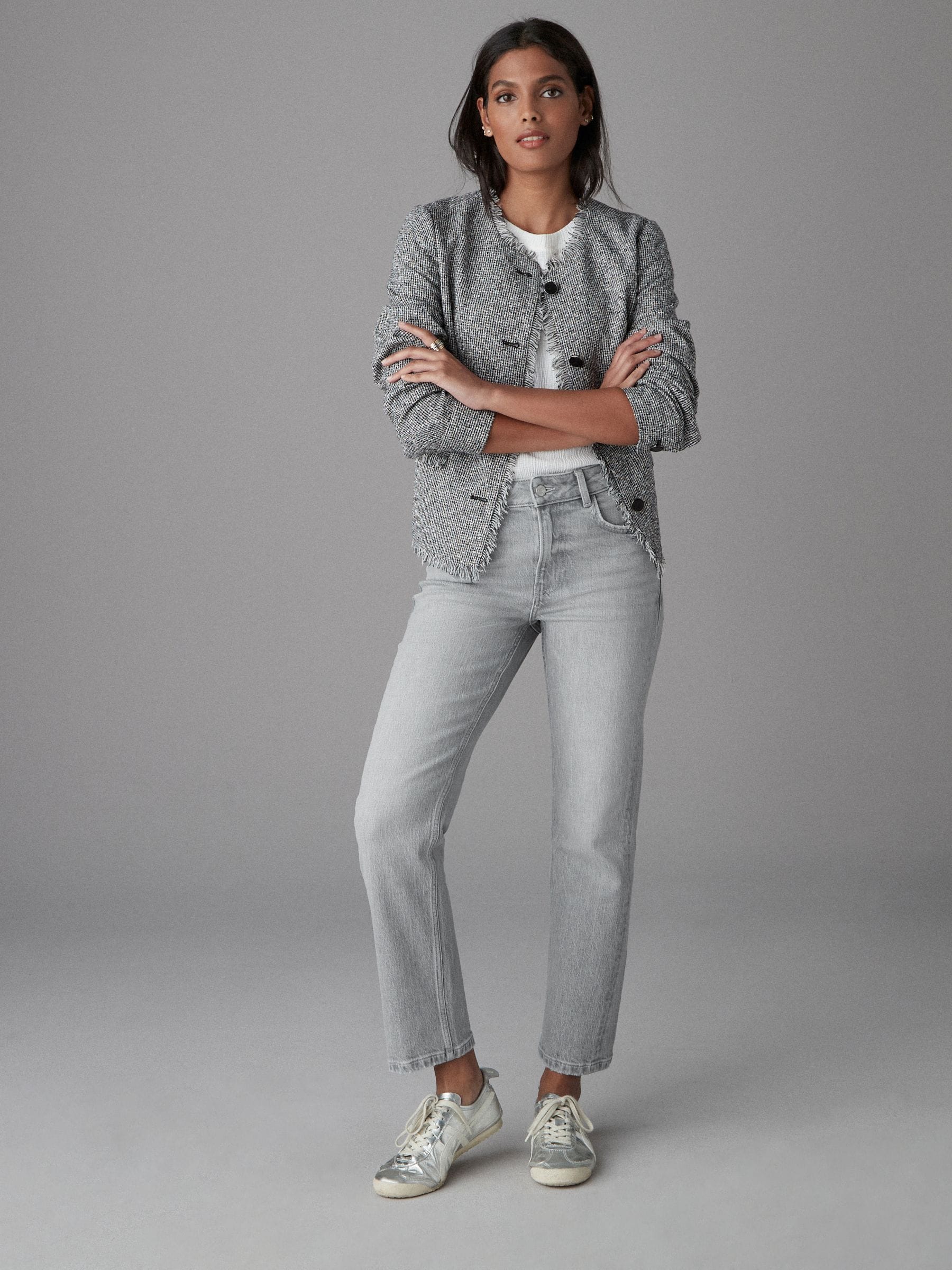 Ameri（アメリ）の「CENTER PRESS STRAIGHT DENIM（デニムパンツ