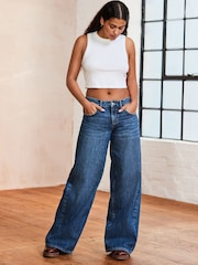 Dark Blue Superwide Leg 100% Cotton Jeans - Image 1 of 5