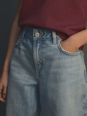 Dark Blue Baggy Wide Leg 100% Cotton Jeans - Image 4 of 7