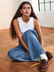 Mid Blue Carpenter Wide Leg 100% Cotton Jeans - Image 2 of 10