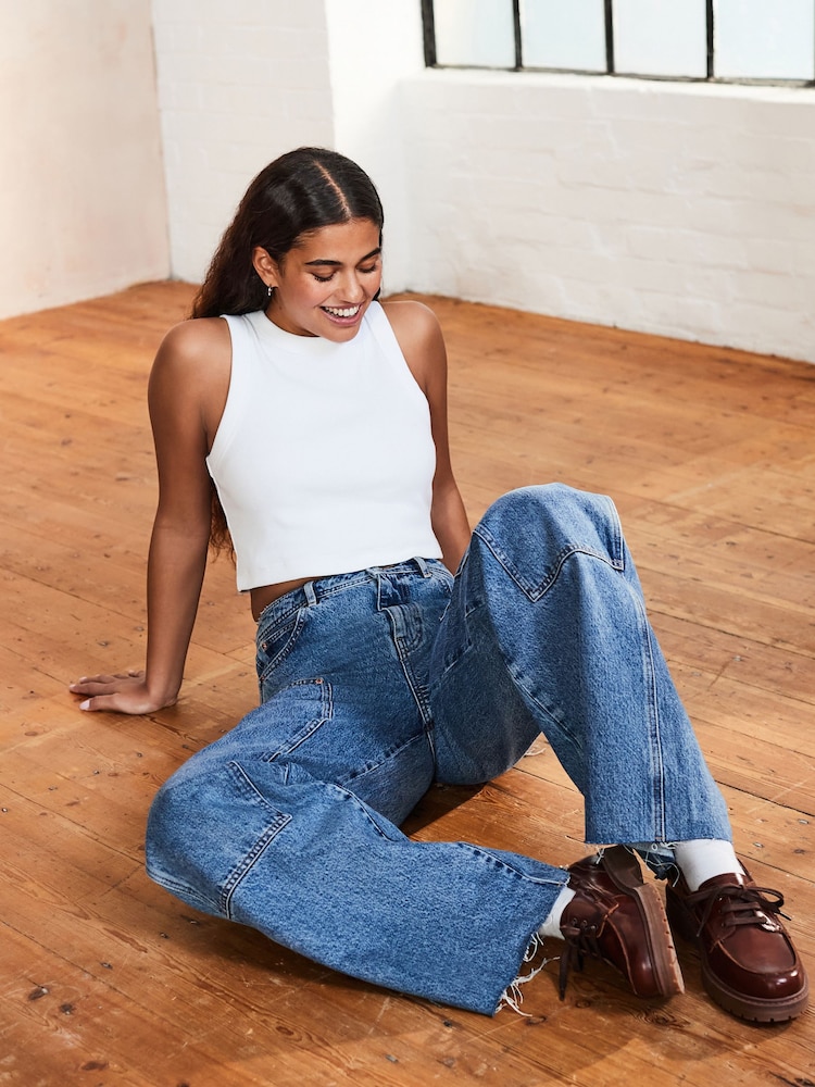 Normaal blauw - Carpenter jeans met wijde pijpen van 100% katoen - Image 3 of 10