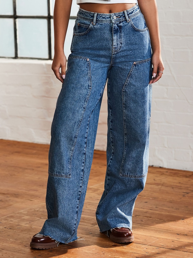 Normaal blauw - Carpenter jeans met wijde pijpen van 100% katoen - Image 4 of 10