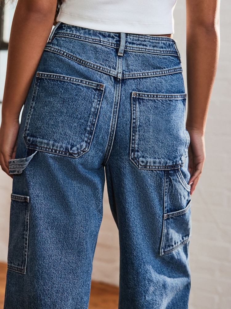 Normaal blauw - Carpenter jeans met wijde pijpen van 100% katoen - Image 6 of 10